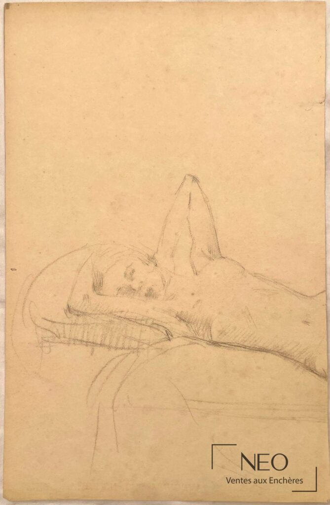 Étude à la pierre noire d’une femme nue sur papier