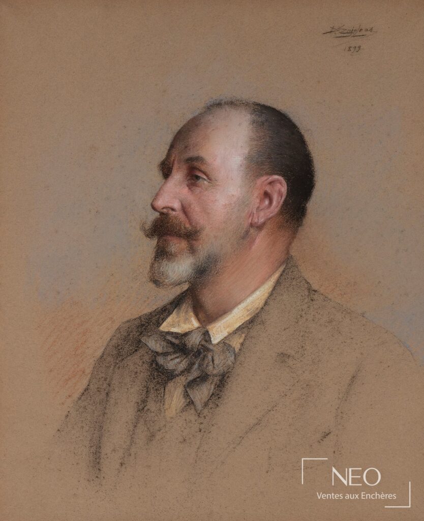 Portrait de profil d'un homme en veste brune