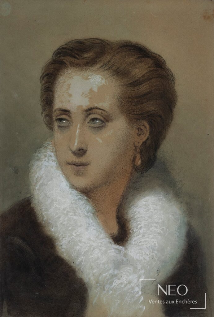 Portrait de jeune femme au chignon et à l’étole