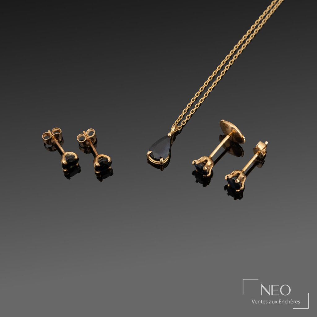 Demi-parure en or jaune 18K avec chaîne