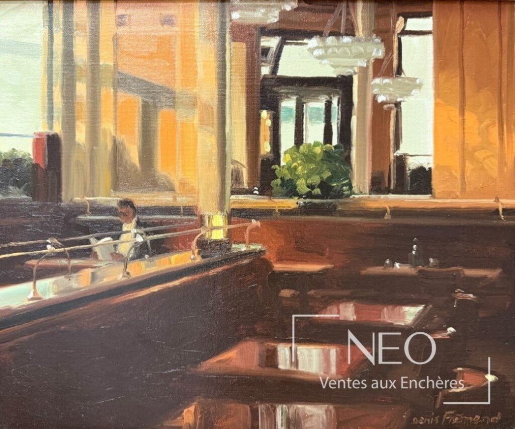 Intérieur de café peint à l'huile