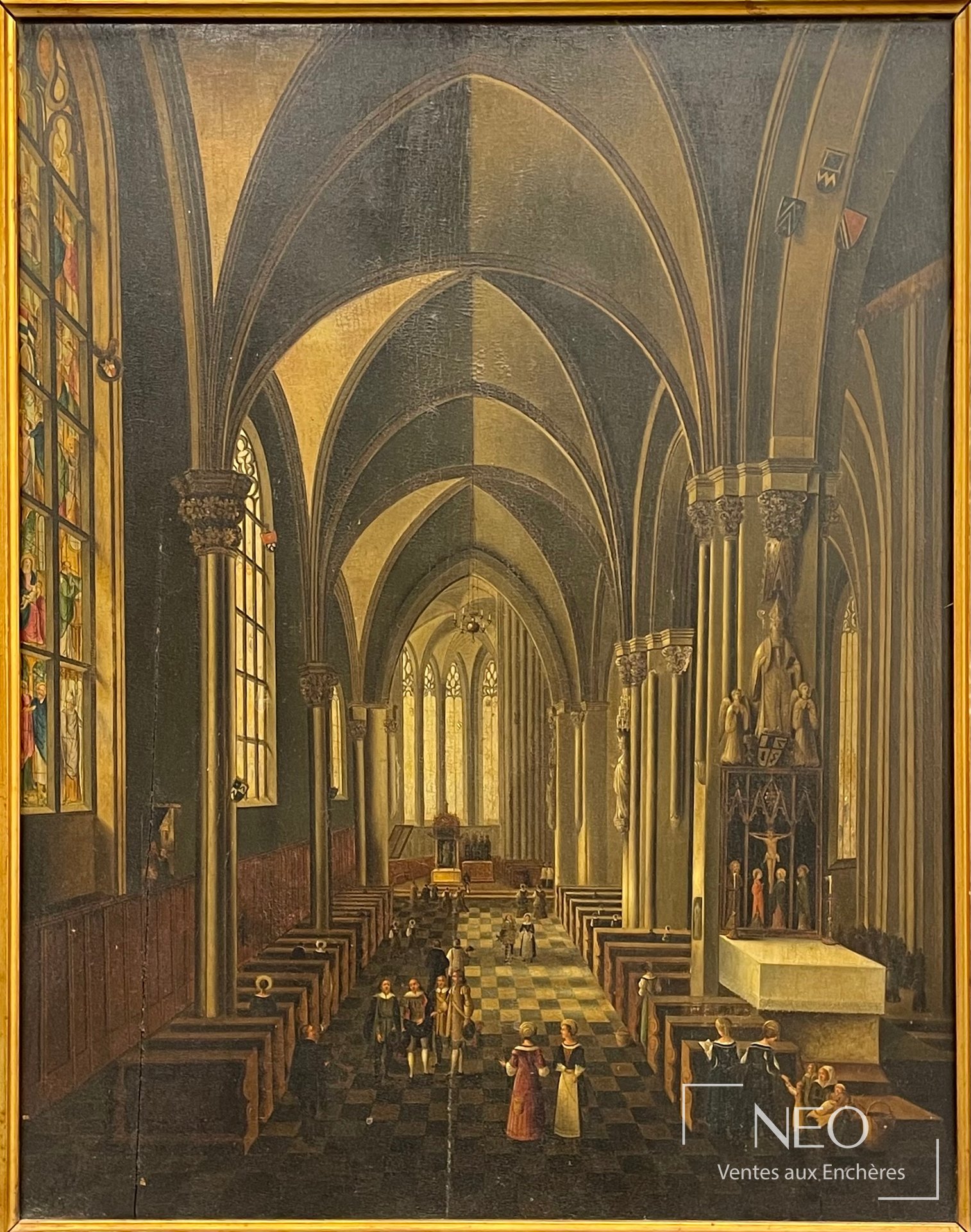 Vue d’ensemble d’un intérieur d’église peint