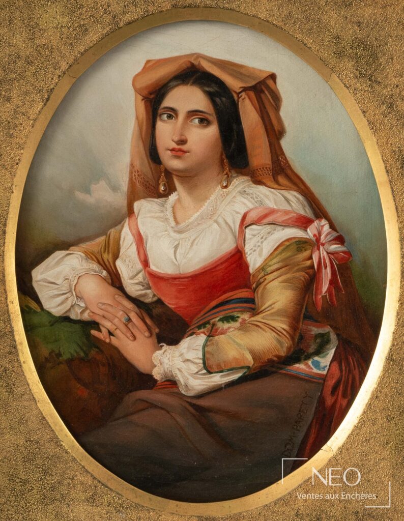 Portrait d'une jeune femme en buste dans un ovale