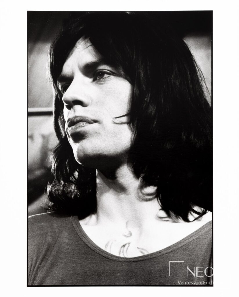 Portrait noir et blanc de Mick Jagger en buste