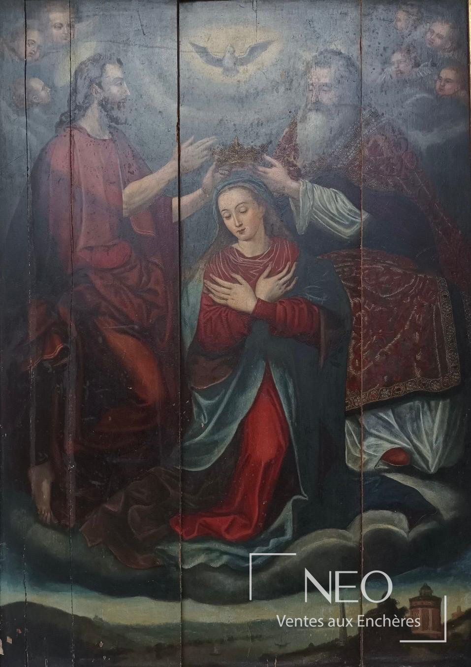 Ecole flamande vers 1580 Le couronnement de la Vierge, huile sur panneau