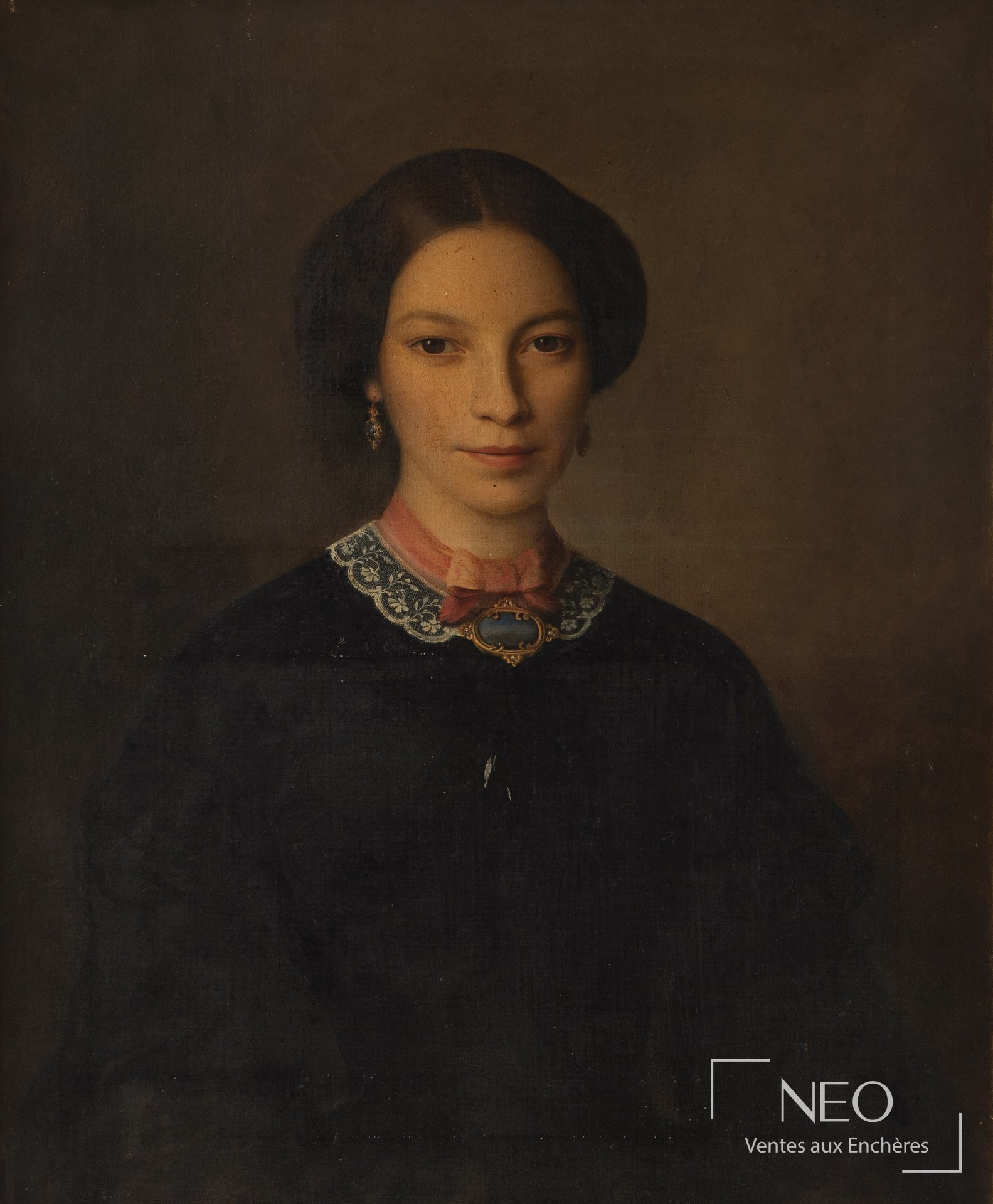 Portrait de femme à la robe noire, école française, fin du premier tiers du XIXe siècle
