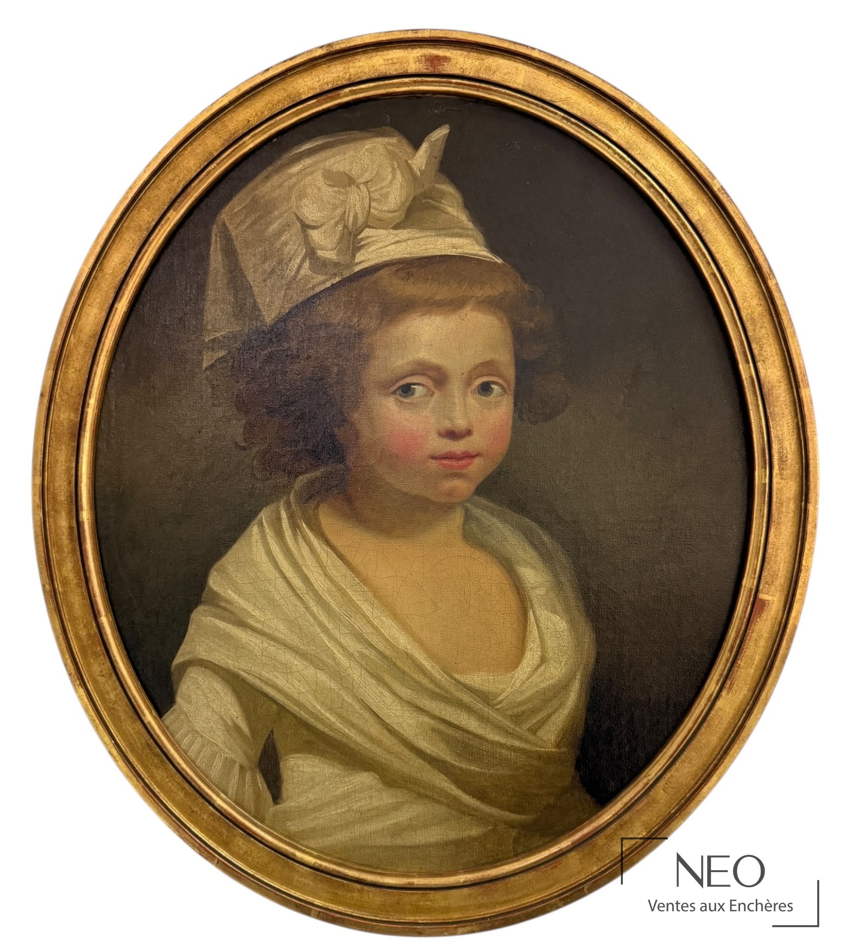 Portrait ovale d’une jeune fille en buste