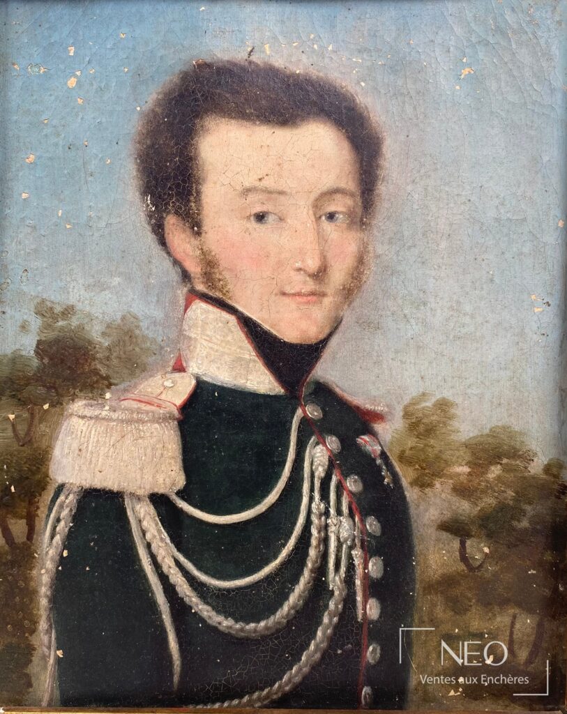 Portrait d’un officier en uniforme sur toile