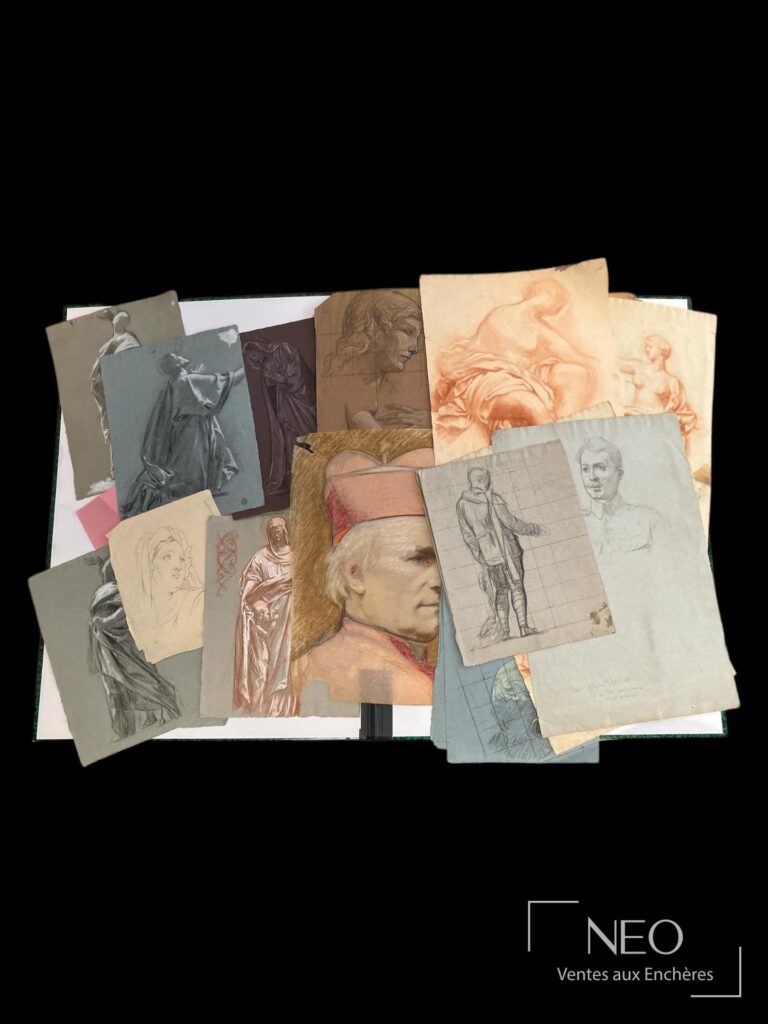 Lot de dessins variés disposés en chevauchement