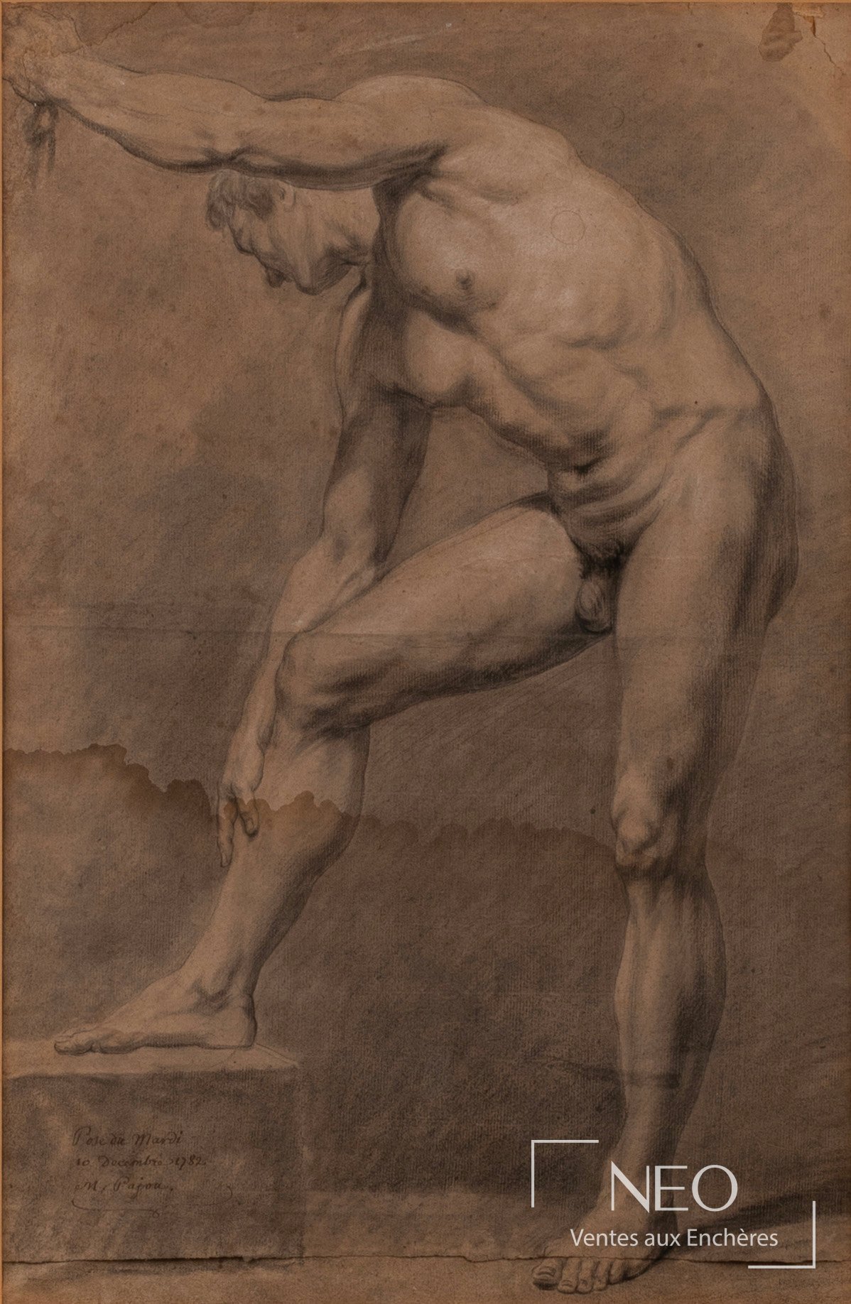 École française du XVIIIe siècle, académie d’homme au crayon noir