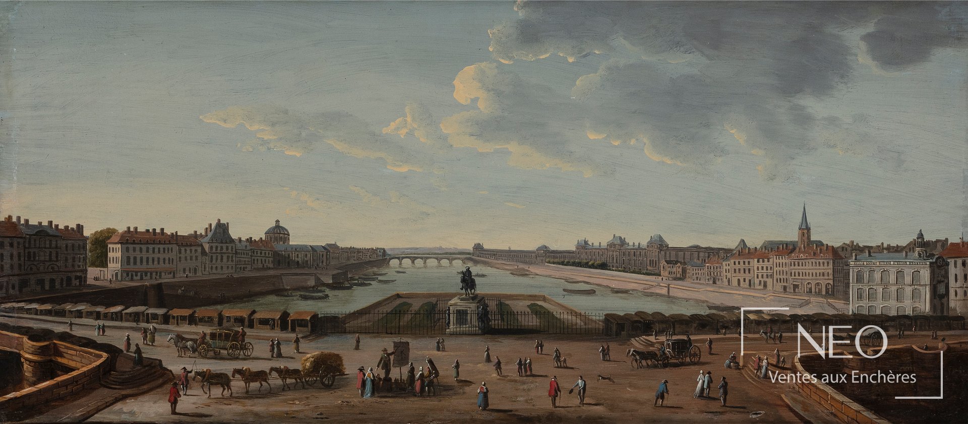 École française du XVIIIe siècle, entourage de Jacques Rigaud, Vue du Pont Neuf à Paris