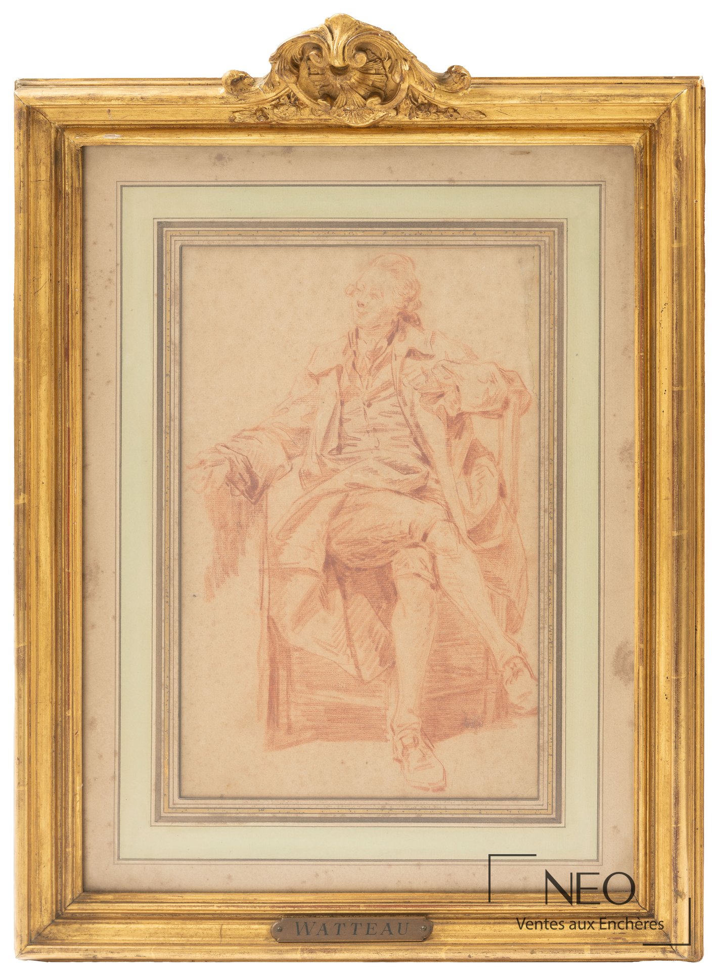 École française du XVIIIe siècle, suiveur de Jacques-André Portail, gentilhomme assis