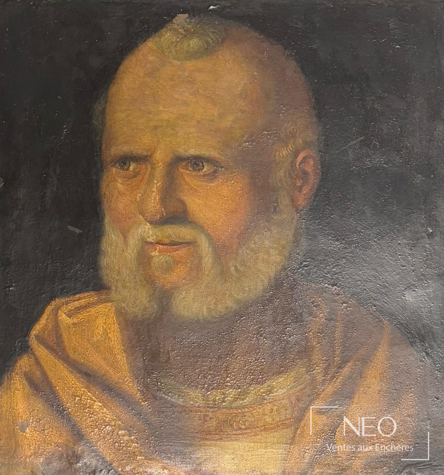 Portrait d’un homme barbu peint sur cuivre