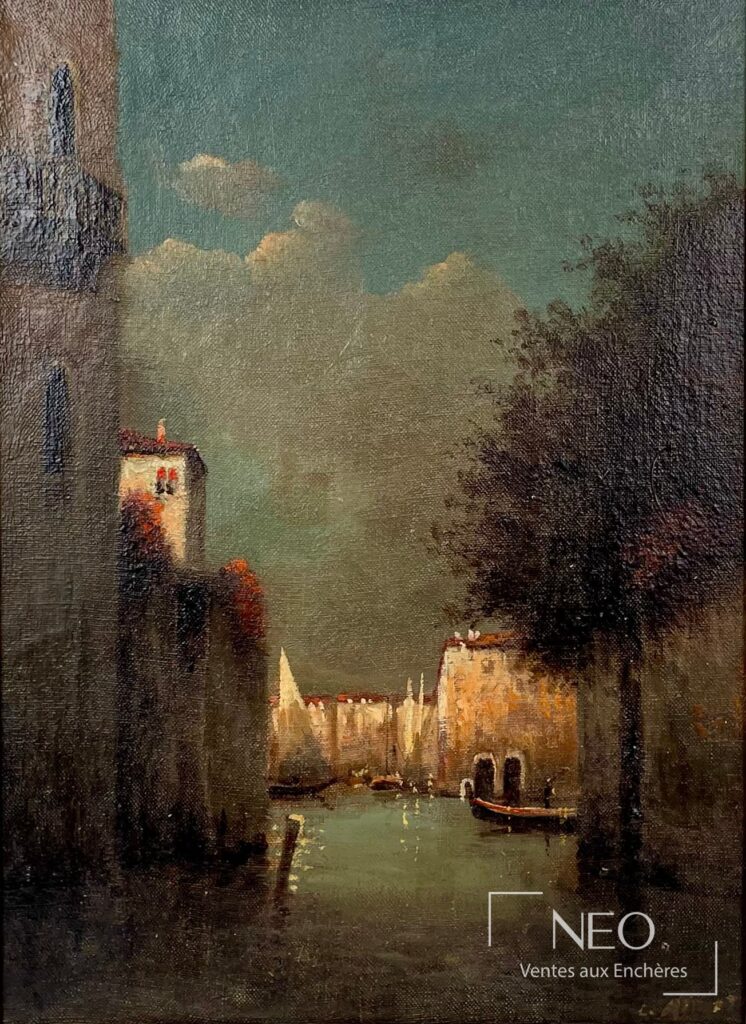 Vue de Venise peinte à l'huile sur toile