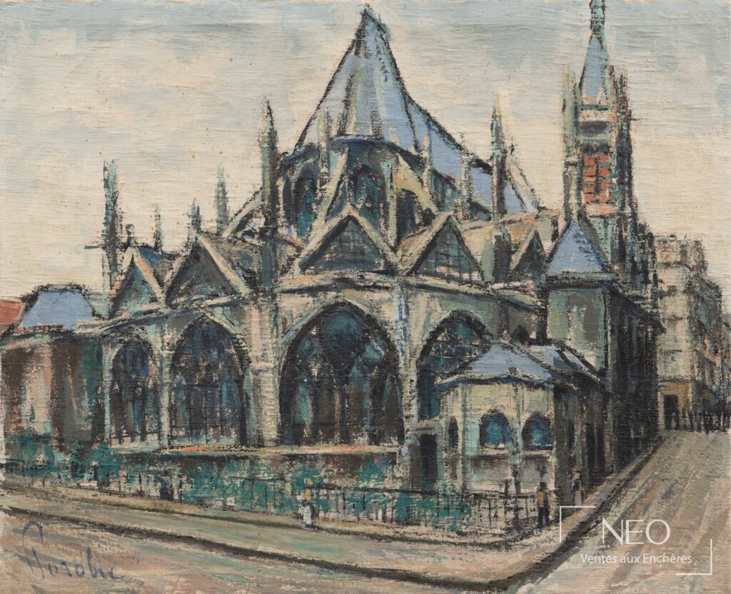 Vue d'ensemble de l'église de Saint-Germain l'Auxerrois peinte à l'huile sur toile