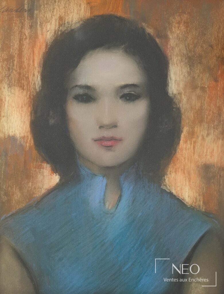 Portrait de femme en technique mixte