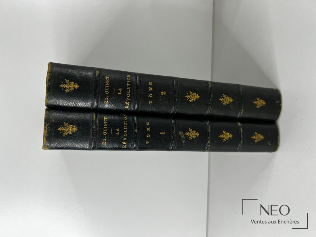 Les dos de deux volumes en demi chagrin noir