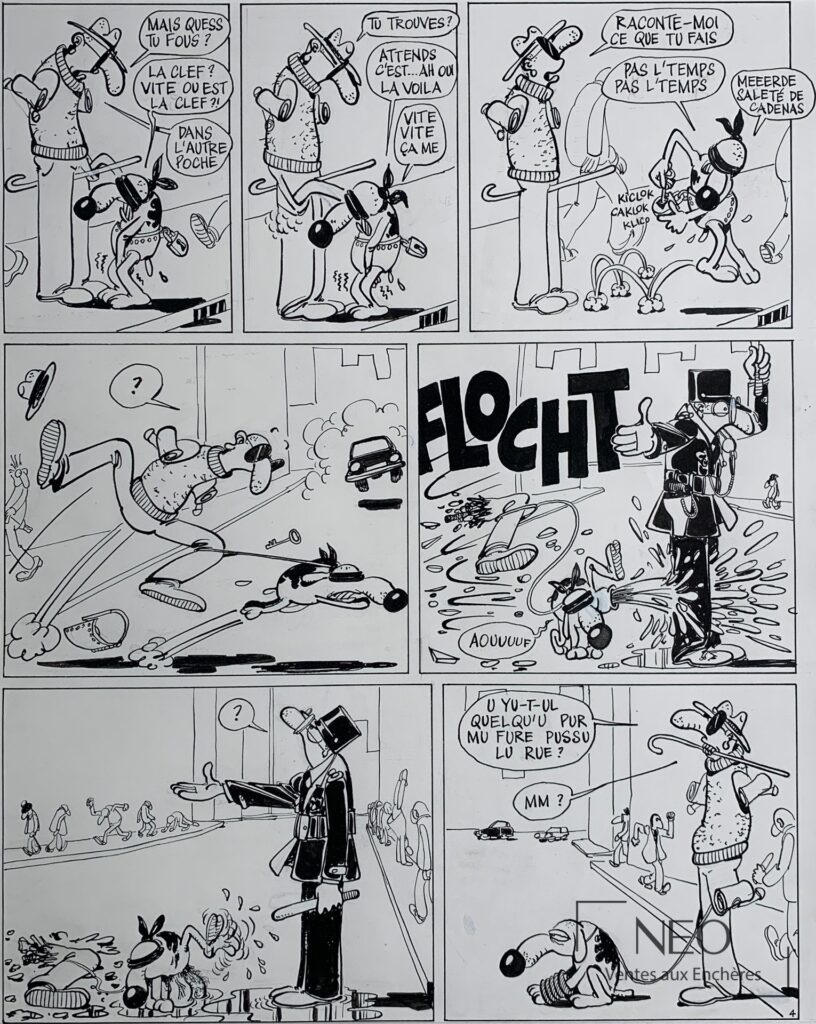 Planche de bande dessinée en noir et blanc représentant plusieurs vignettes de Conte cruel.