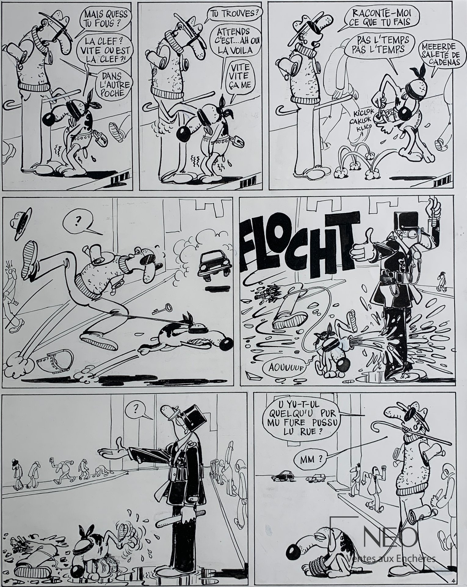 Planche de bande dessinée en noir et blanc représentant plusieurs vignettes de Conte cruel.