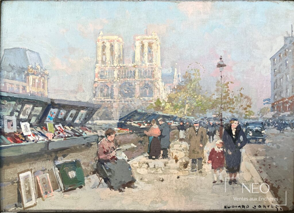 Bouquinistes sur les quais devant Notre-Dame