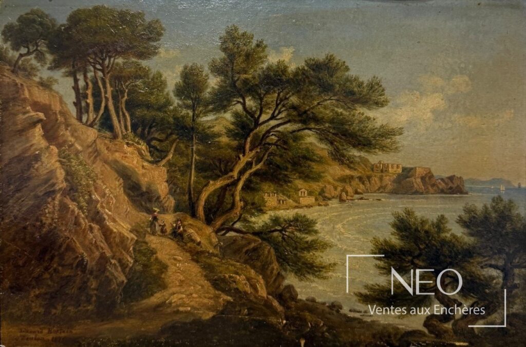 Paysage maritime avec pins et rochers