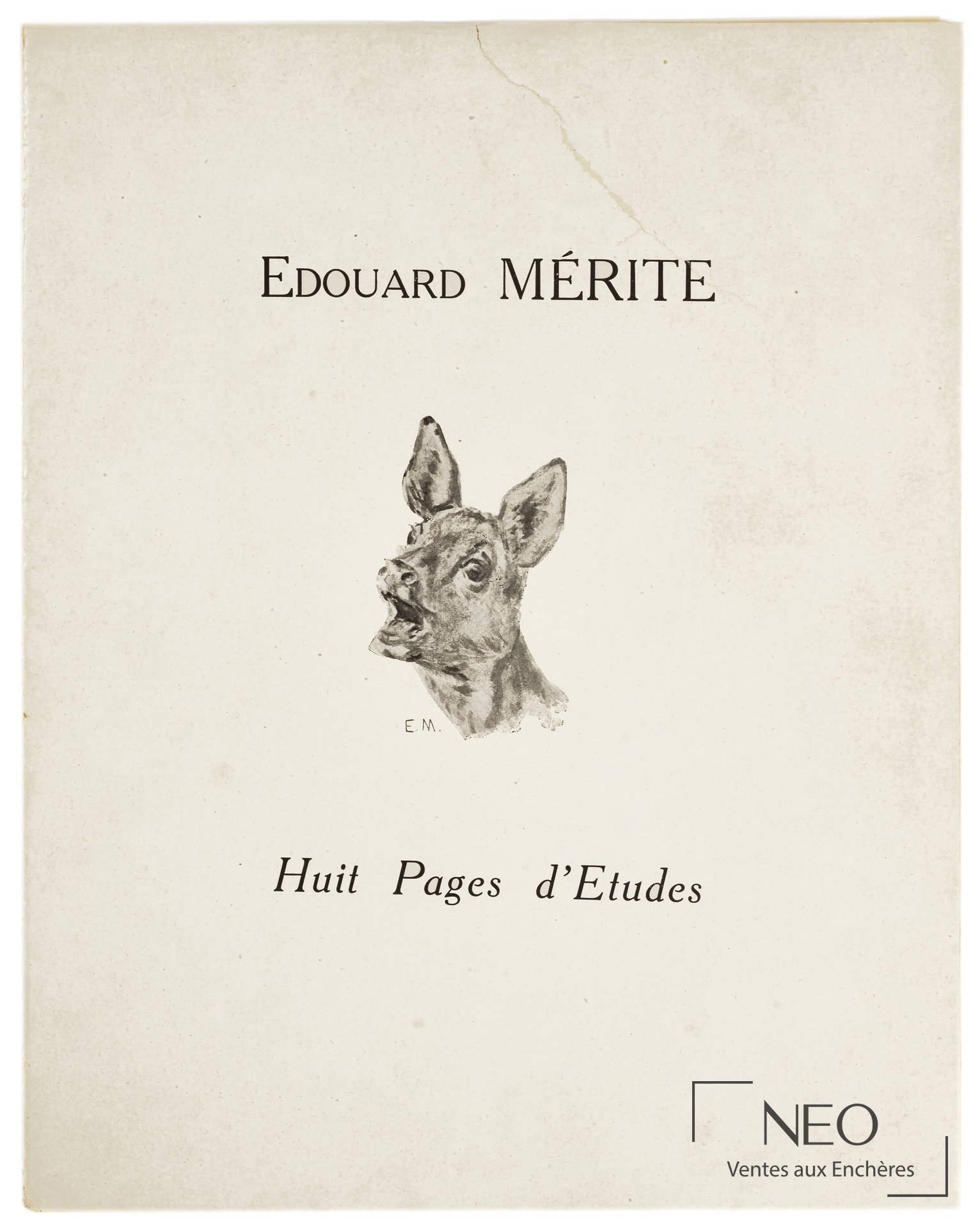 Couverture des Huit Pages d'Etudes d'Édouard Mérite avec tête de cervidé et titre imprimé