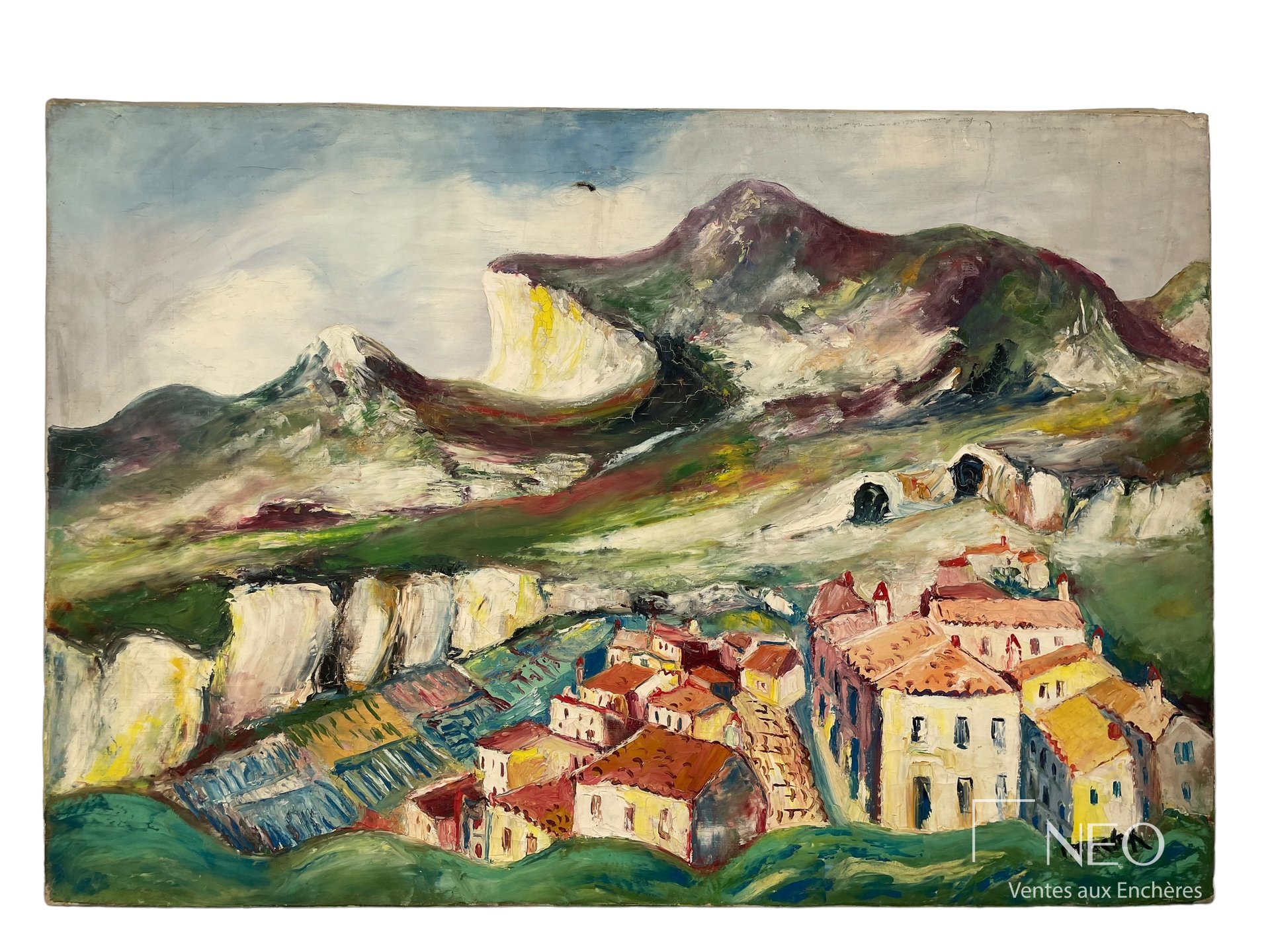 Vue d'ensemble d'une huile sur toile représentant Les Baux-de-Provence