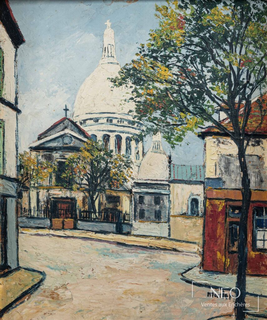 Vue du Sacré cœur à Montmartre peinte à l’huile sur carton