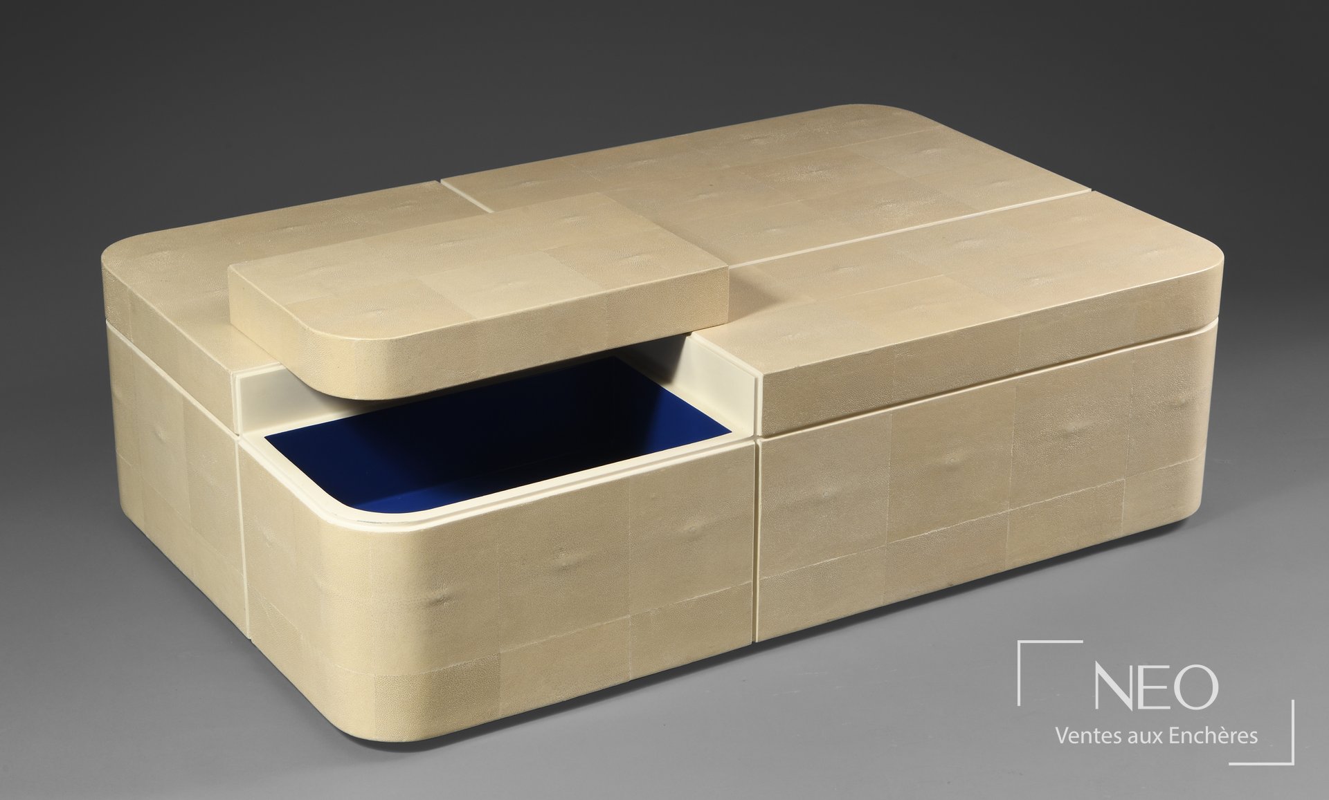 Elliott Barnes, table basse Flip flop en galuchat et bois