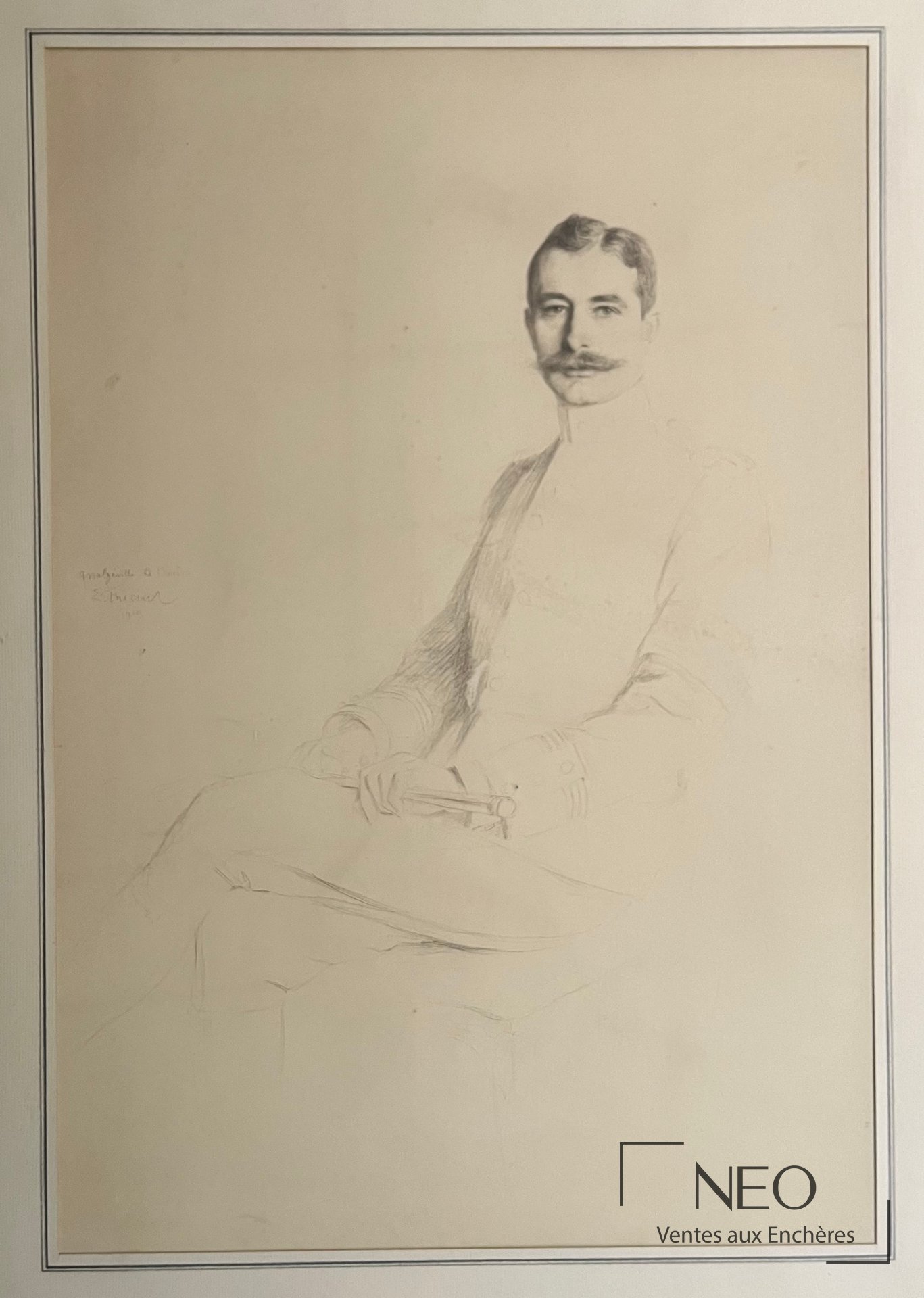 Portrait au crayon d’un homme en habit militaire