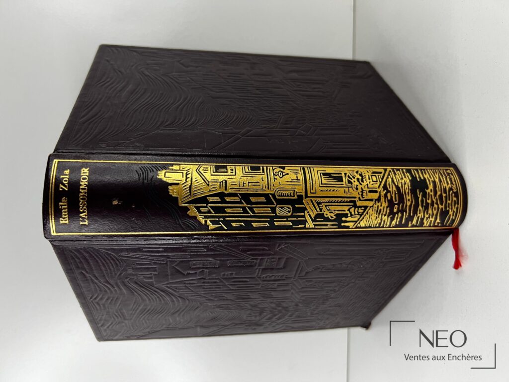Livre relié noir et pourpre vu de trois quarts