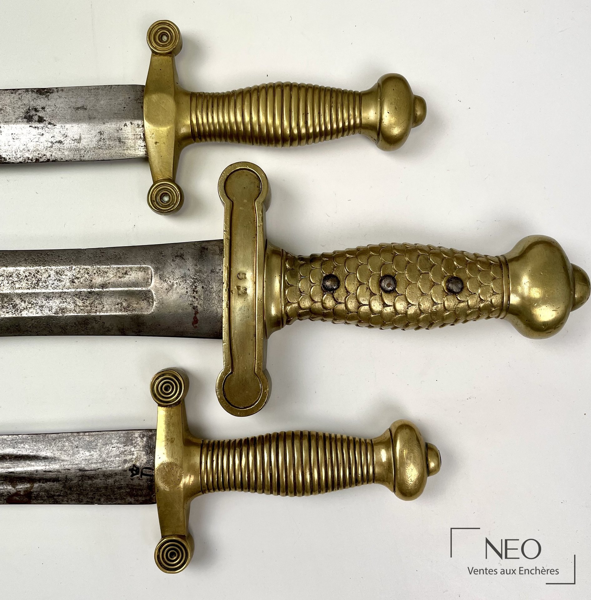 Ensemble de trois glaives modèles 1816 et 1831 allégés