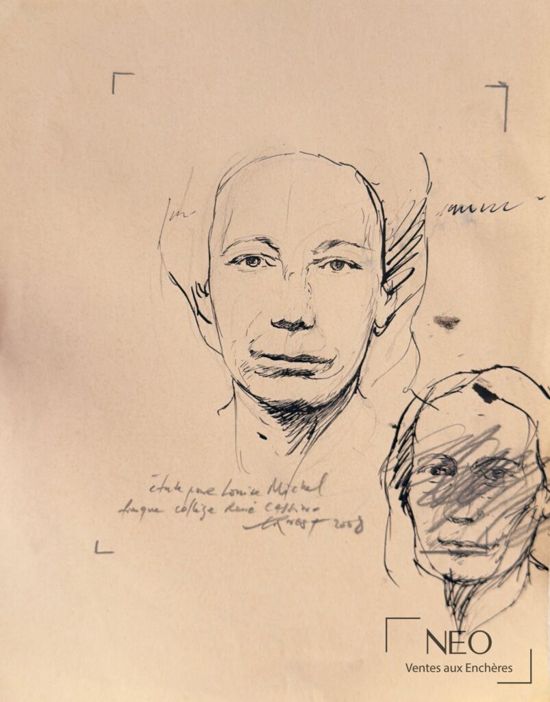 Dessin d'Ernest Pignon-Ernest représentant un visage féminin
