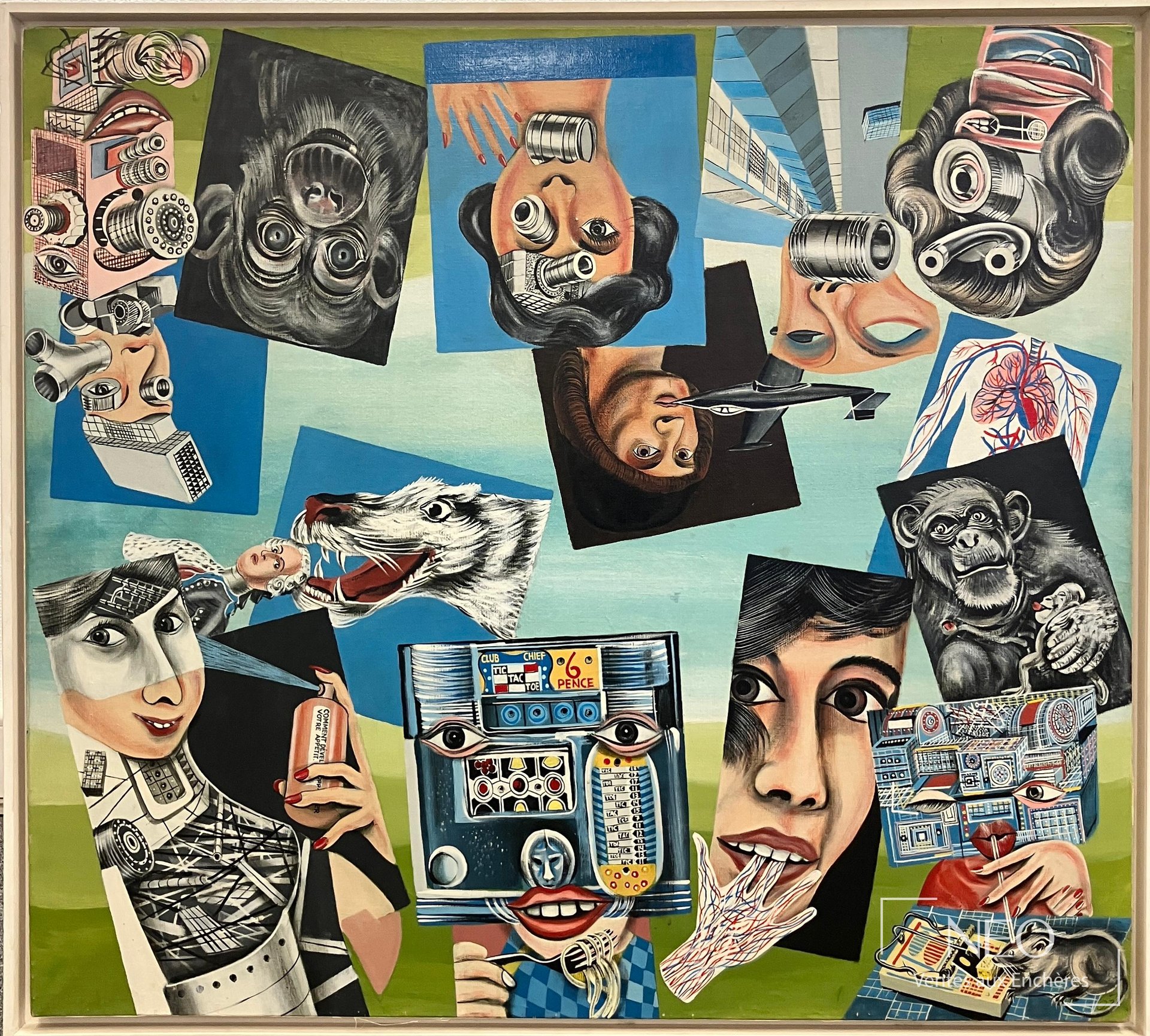 Composition peinte avec visages morcelés