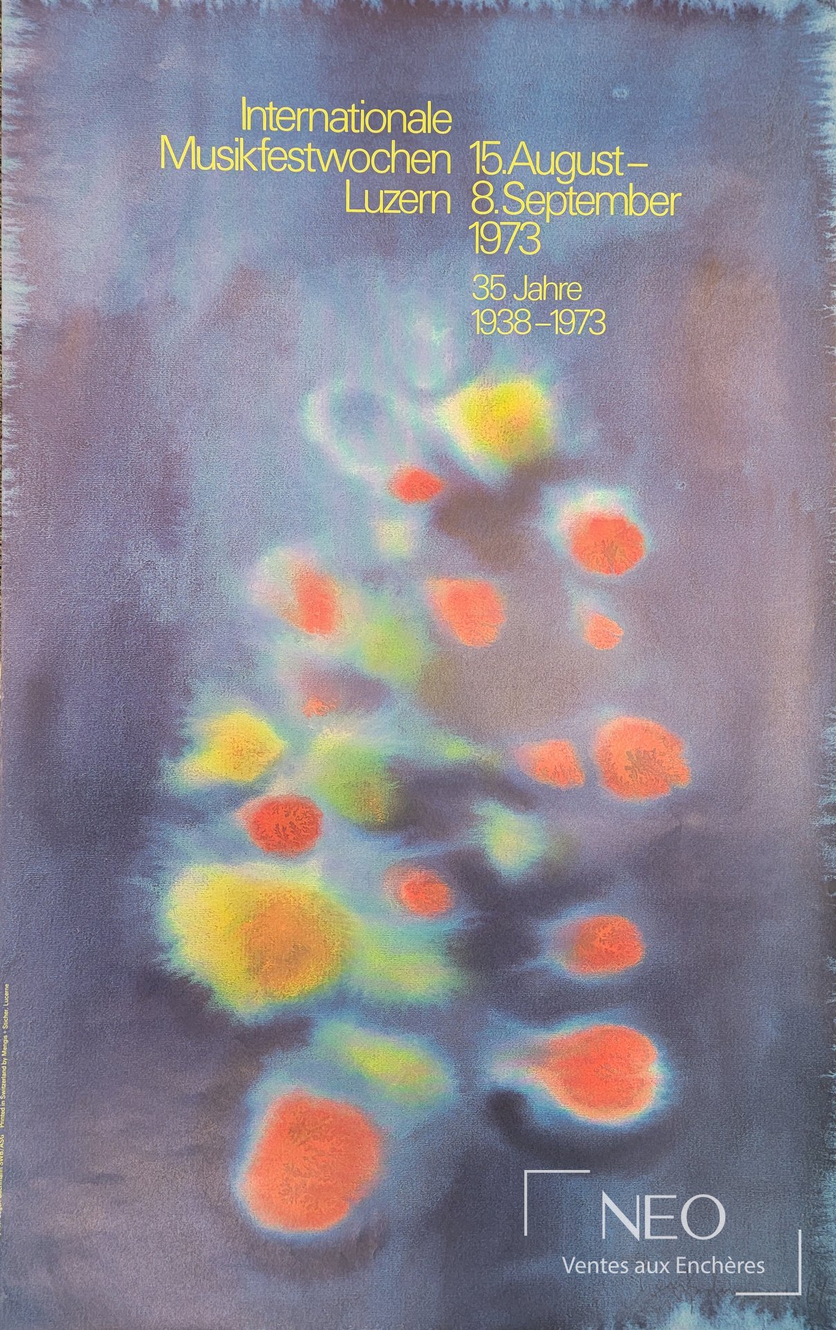 Affiche en couleurs International Musikfestwochen Luzern 1973 signée Eugen Bachmann-Geiser