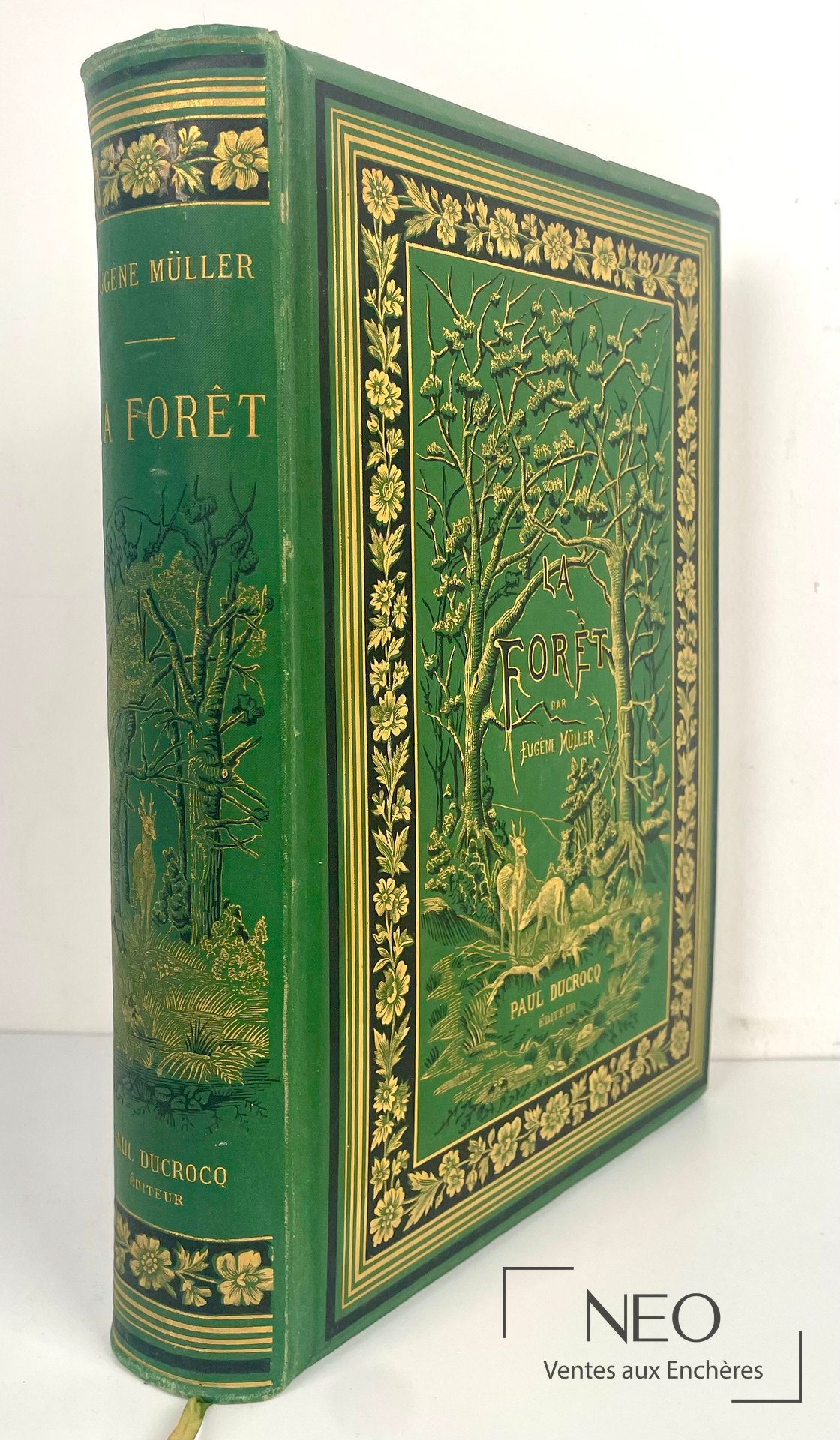 Cartonnage vert doré de La forêt d’Eugène Müller