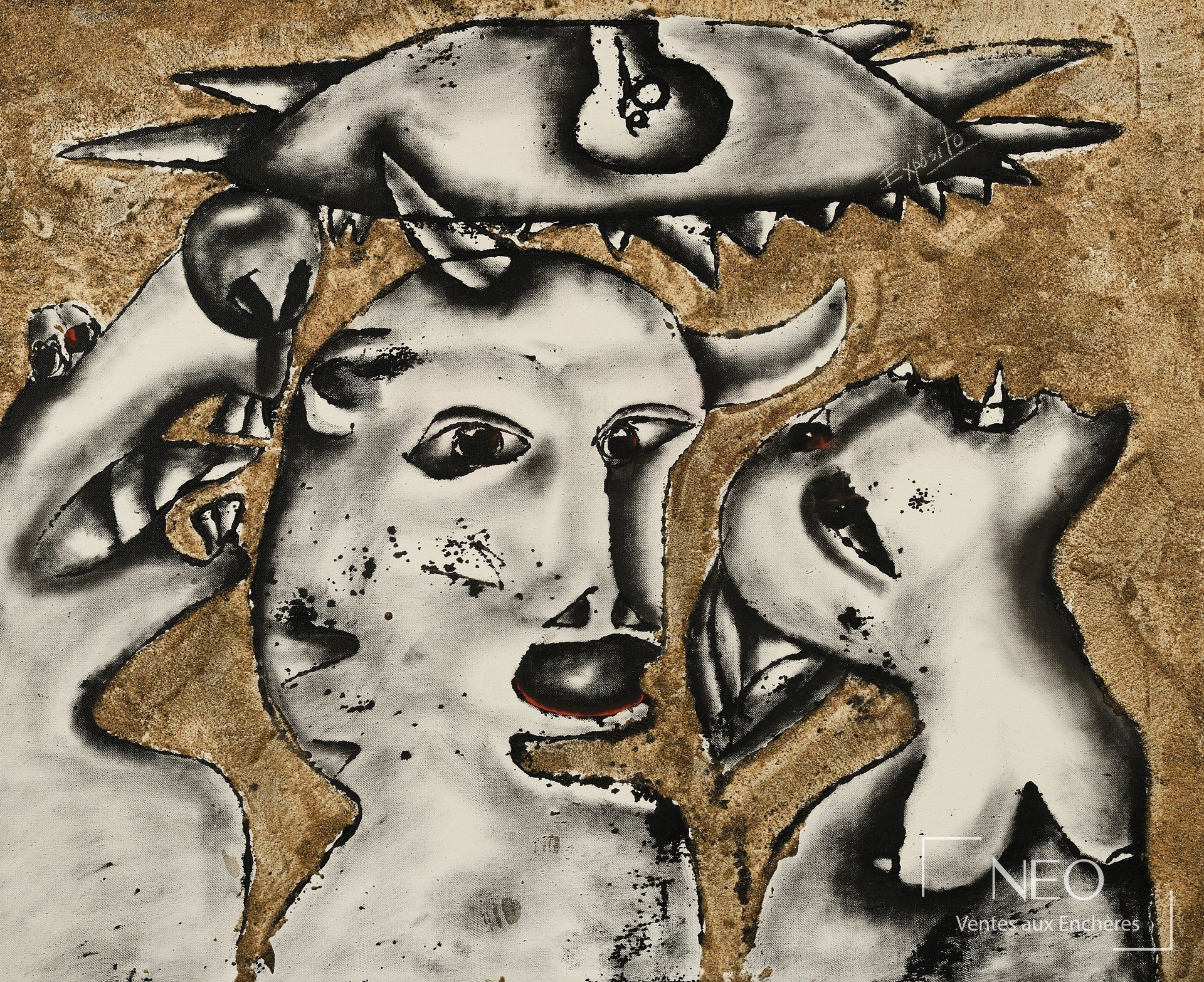 Composition d'Exposito en huile sur toile