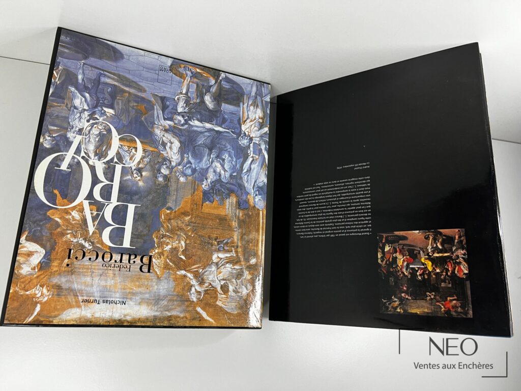 Ouvrage Federico Barocci de Nicolas Turner avec jaquette illustrée et coffret noir ouvert