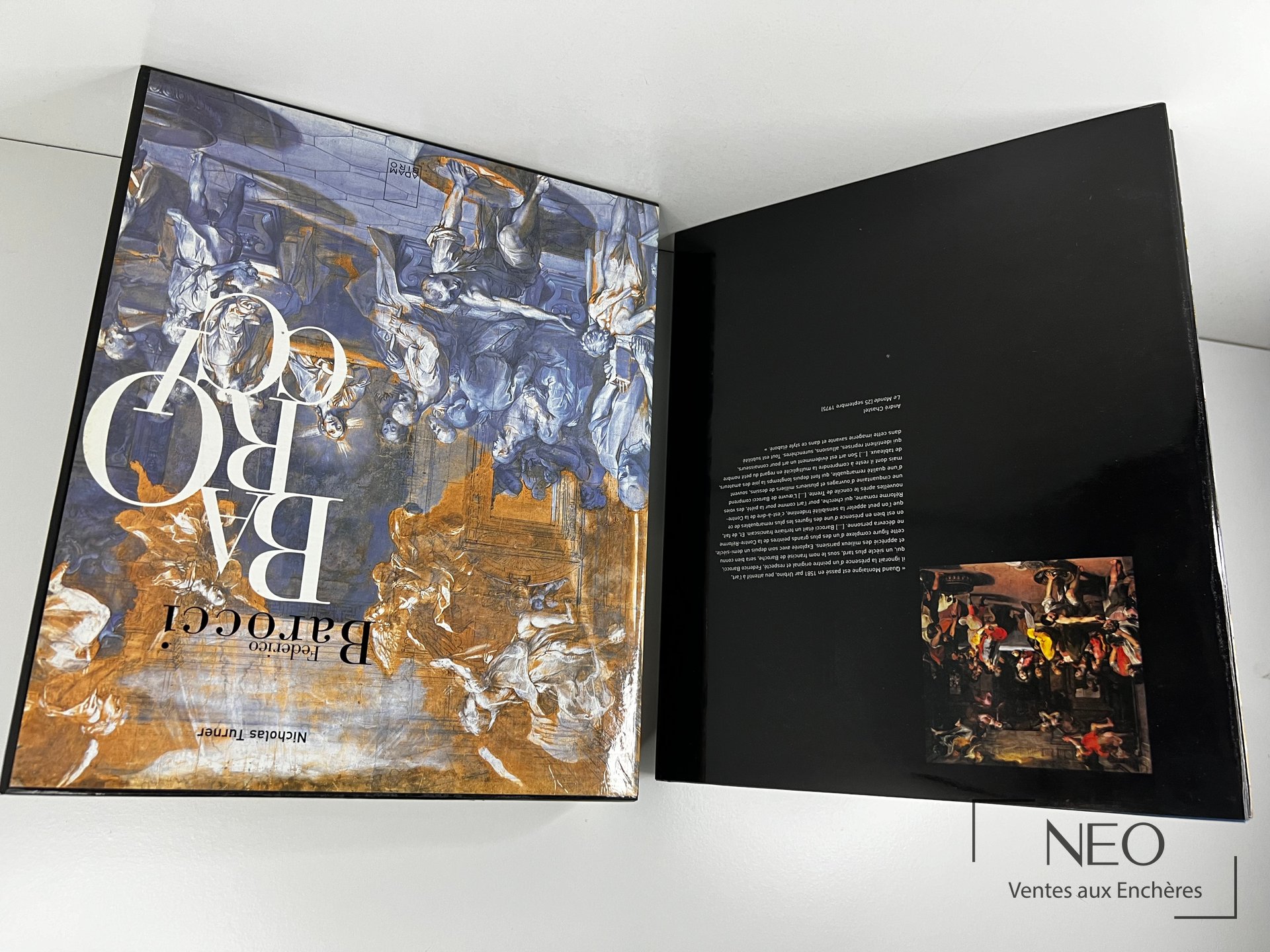 Ouvrage Federico Barocci de Nicolas Turner avec jaquette illustrée et coffret noir ouvert