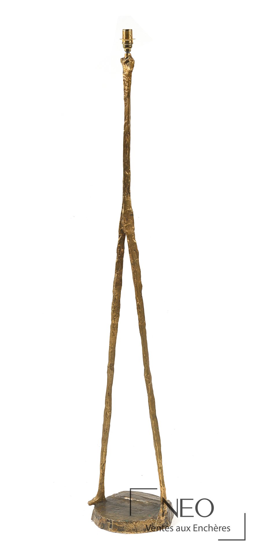 Félix Agostini, lampadaire Hommage à Giacomettii en bronze patiné doré