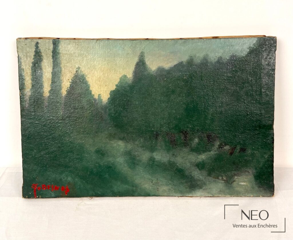 Paysage forestier à l'huile sur toile signé en bas à gauche