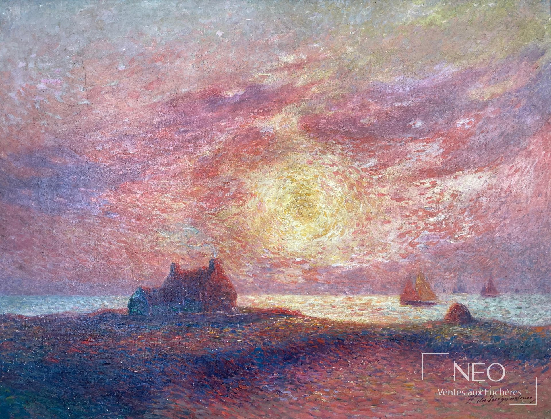 Coucher de soleil au bord de mer de Ferdinand Loyen du Puigaudeau