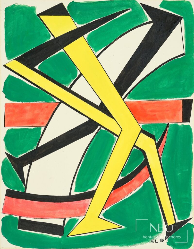 Composition abstraite aux formes géométriques vert