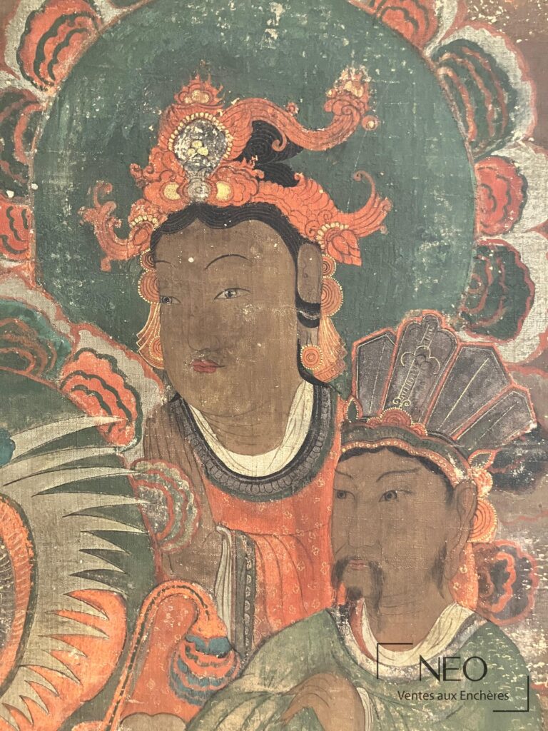 Fragment de fresque murale représentant deux divinités nimbées