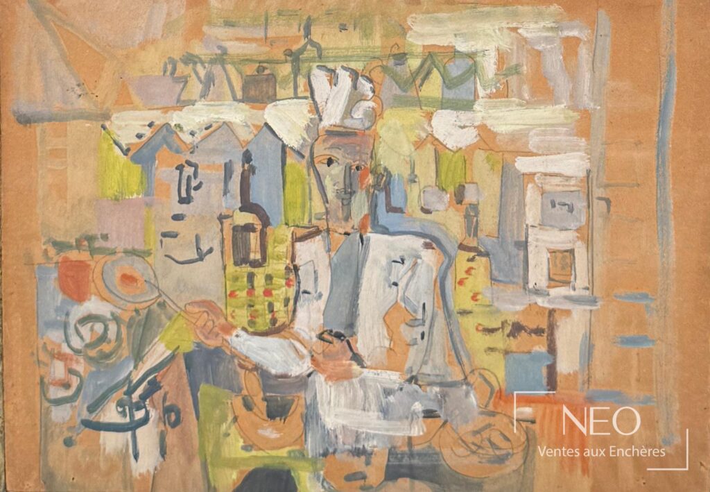 Composition abstraite aux tons orangés