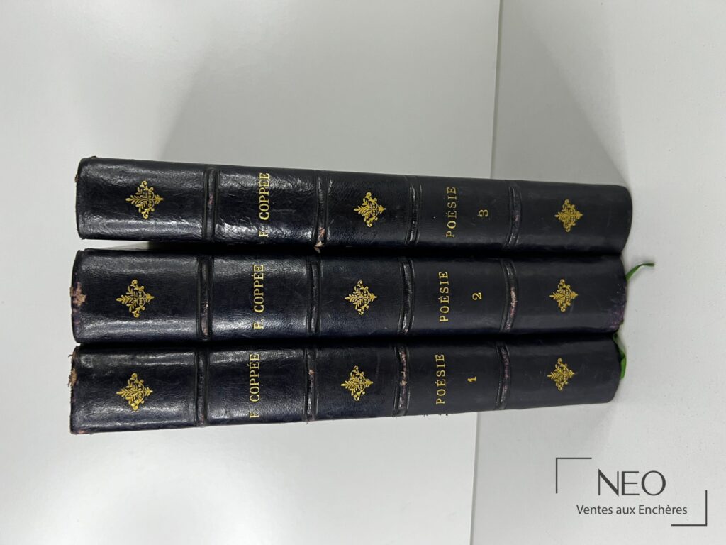 Trois volumes reliés en demi basane bleue
