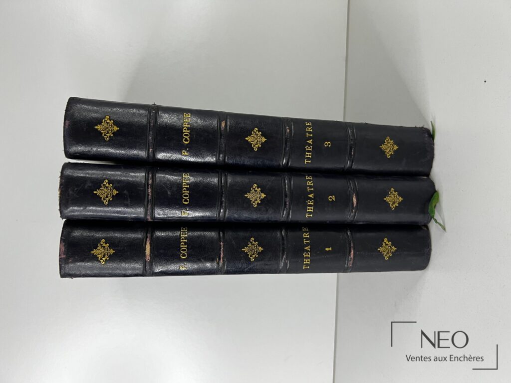 Trois volumes reliés en demi basane bleue