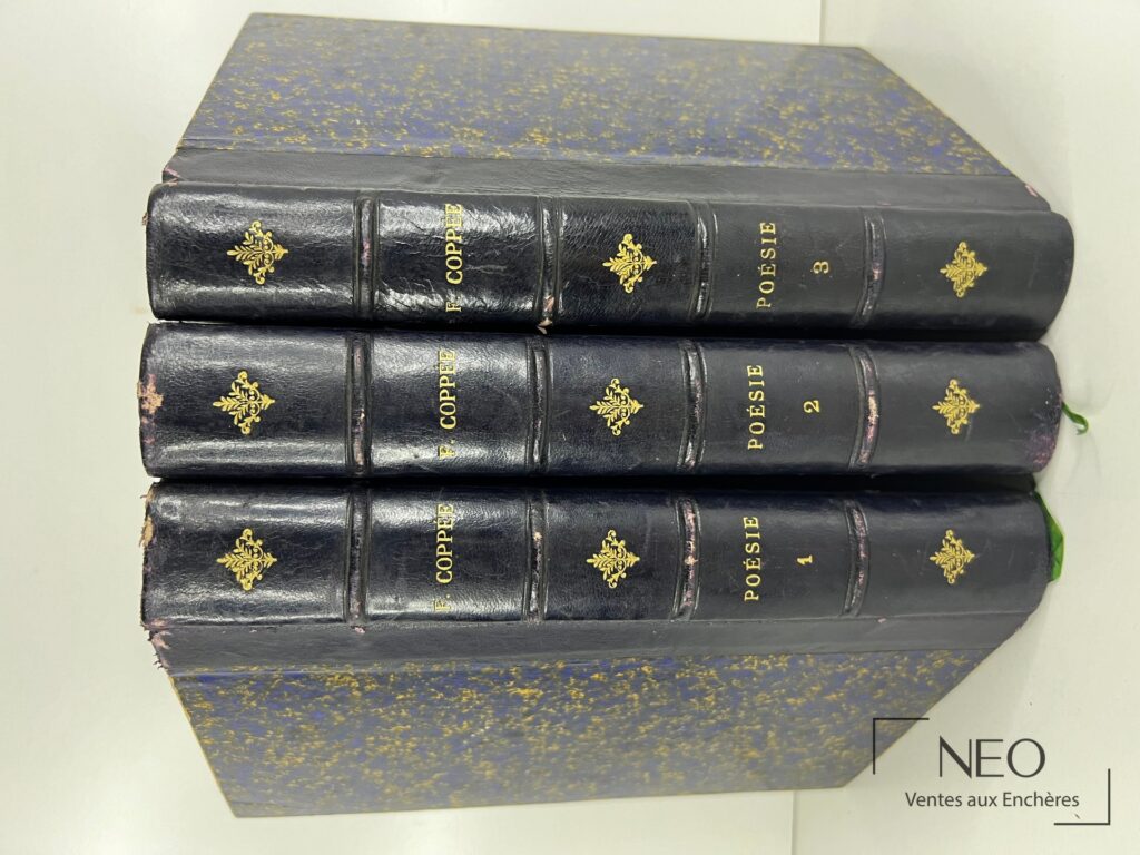 Trois volumes reliés en demi basane bleue