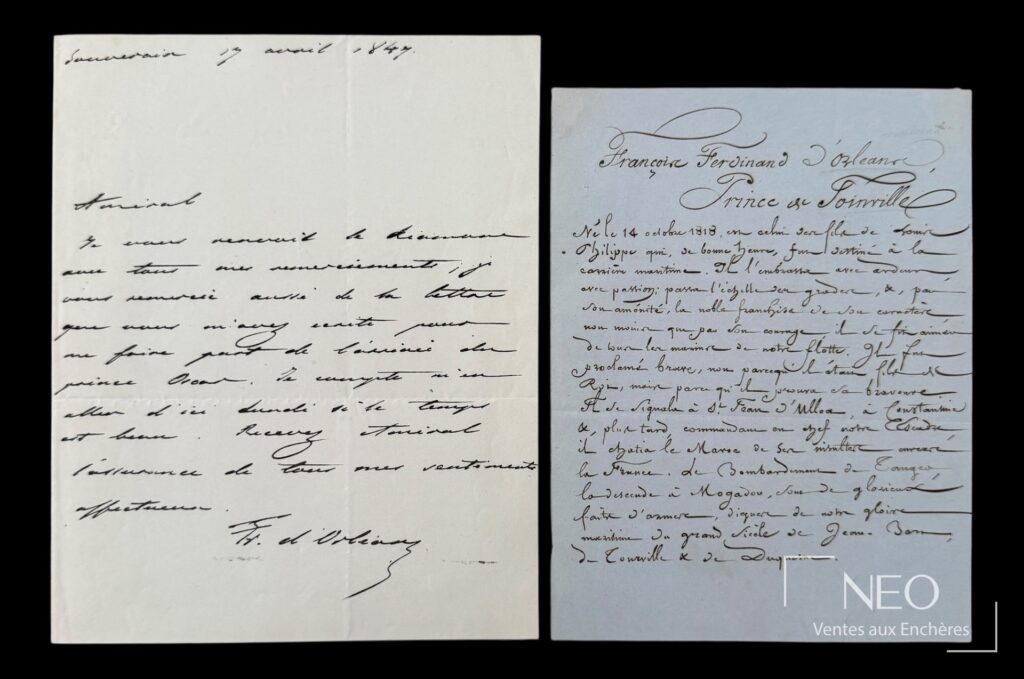 Lettre autographe signée de François Ferdinand