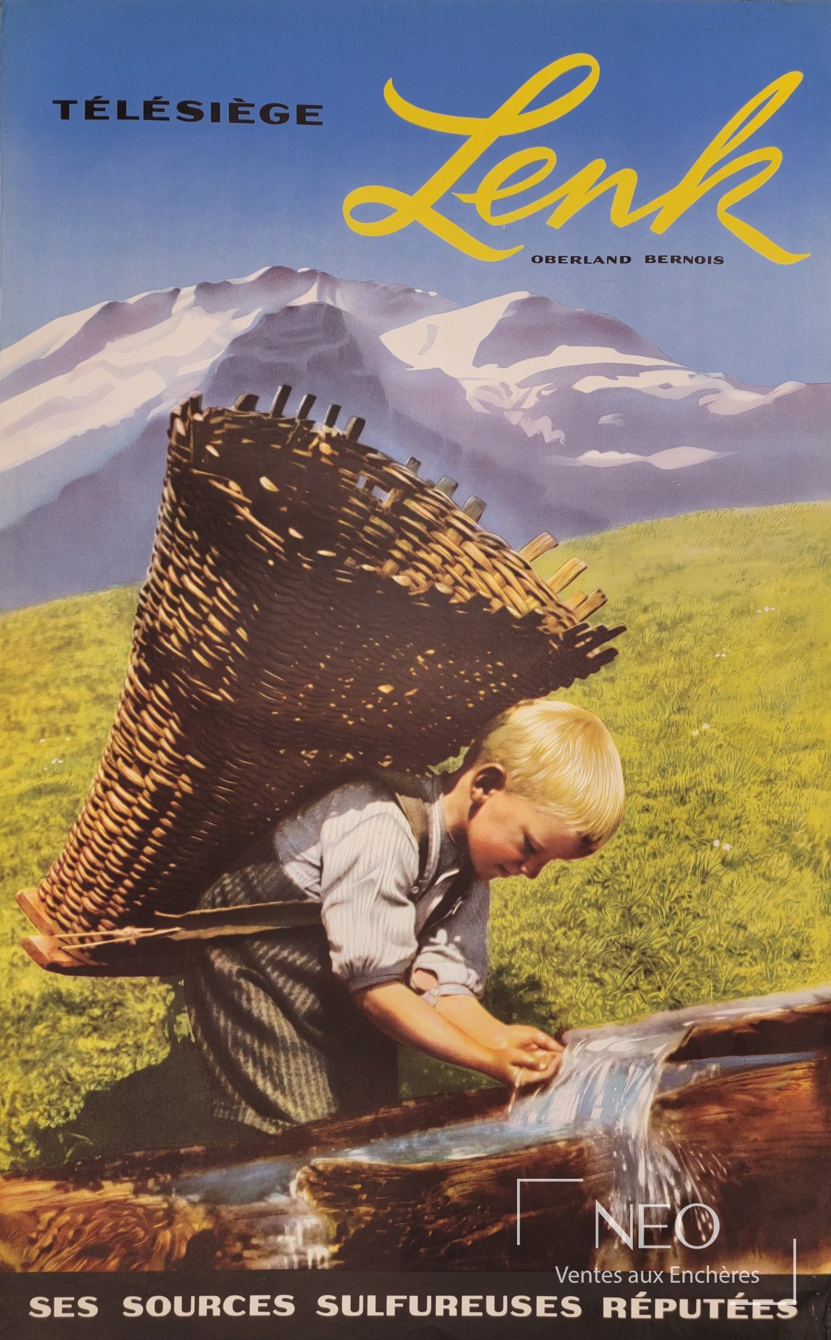 Frank VILLIGER, d’après Télésiège Lenk, Oberland Bernois, affiche offset couleur